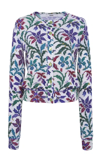 Siedres Poli Printed Knit Cardigan In Multi