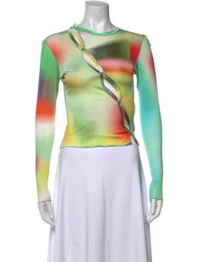 Pre-owned Siedres Printed Asymmetrical Top In Green