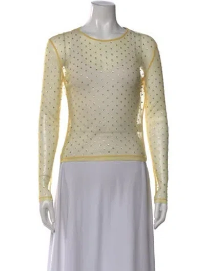 Pre-owned Siedres Printed Crew Neck Top In Yellow