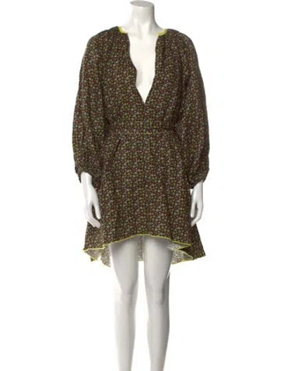 Pre-owned Siedres Printed Knee-length Dress In Brown