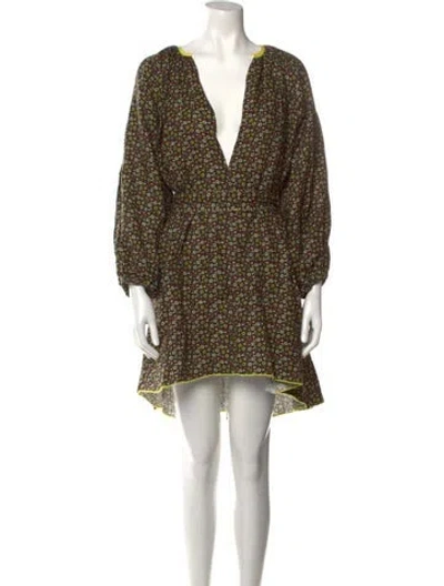 Pre-owned Siedres Printed Knee-length Dress In Brown