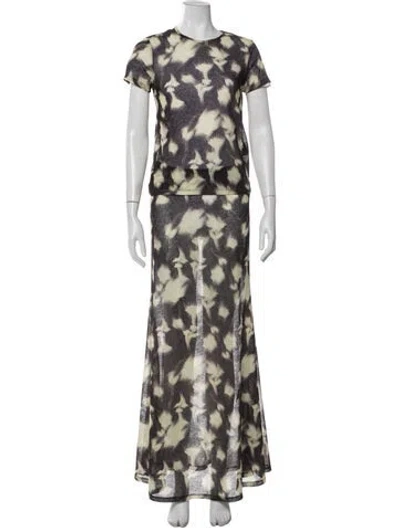 Pre-owned Siedres Printed Lace Trim Embellishment Skirt Set In Multi