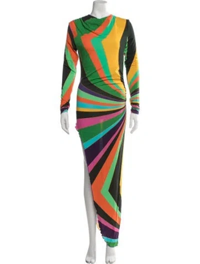 Pre-owned Siedres Printed Long Dress In Green