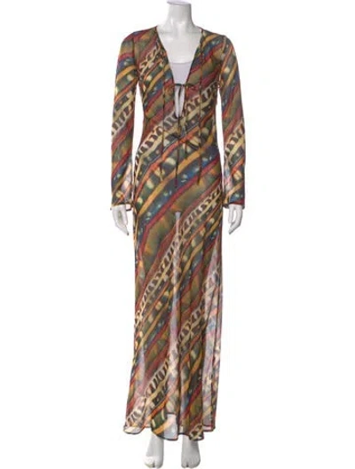 Pre-owned Siedres Printed Long Dress In Multi