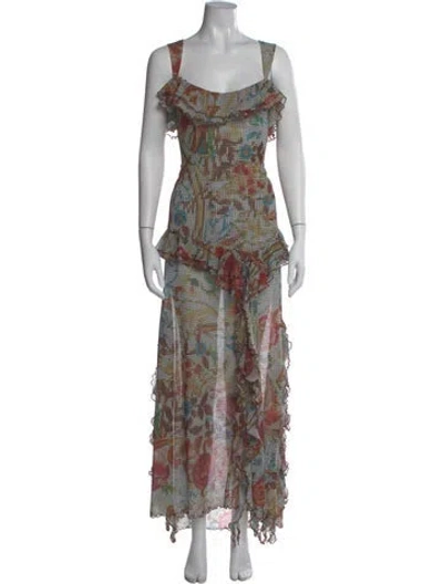 Pre-owned Siedres Printed Long Dress In Multi