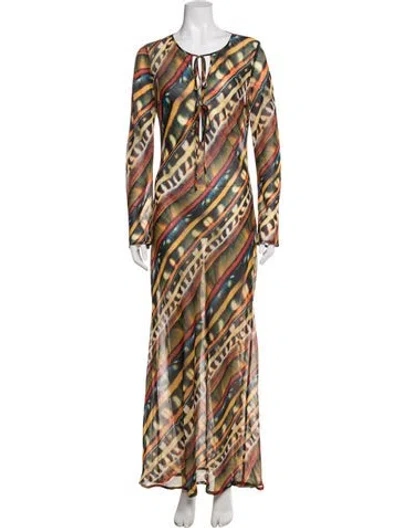 Pre-owned Siedres Printed Long Dress In Multicolor