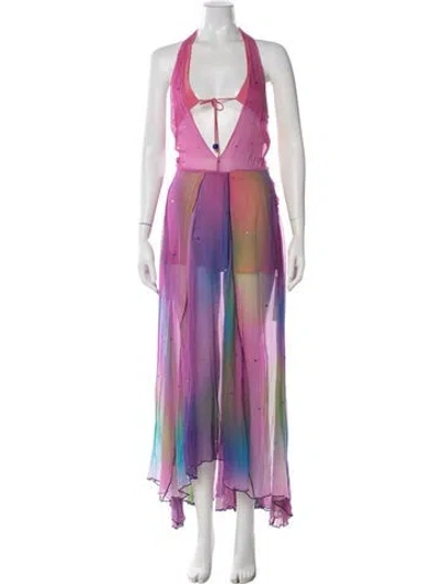 Pre-owned Siedres Printed Long Dress In Purple