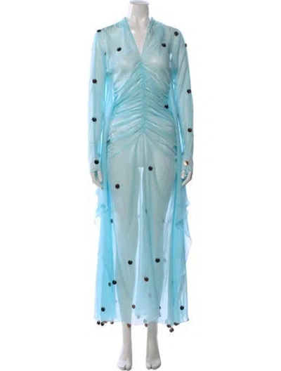 Pre-owned Siedres Printed Long Dress W/ Tags In Blue