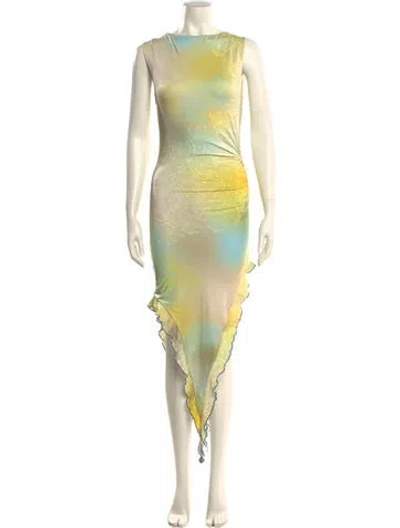 Pre-owned Siedres Printed Long Dress In Yellow