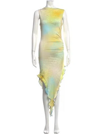 Pre-owned Siedres Printed Long Dress In Yellow