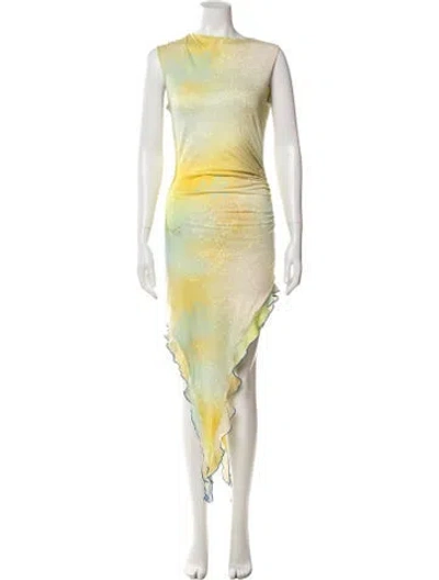 Pre-owned Siedres Printed Long Dress In Yellow
