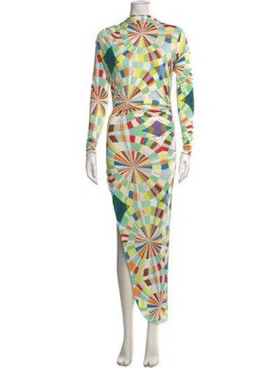 Pre-owned Siedres Printed Long Dress In Yellow