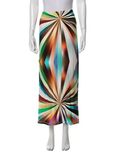 Pre-owned Siedres Printed Long Skirt In Orange