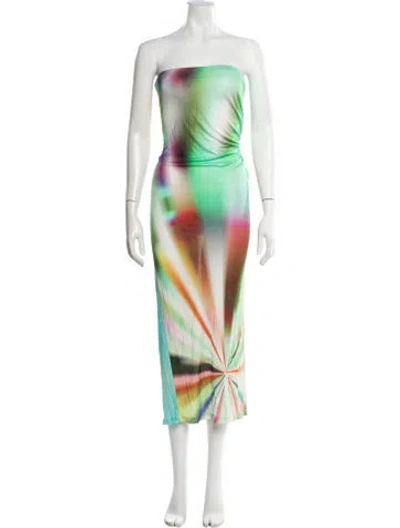 Pre-owned Siedres Printed Midi Length Dress In Green