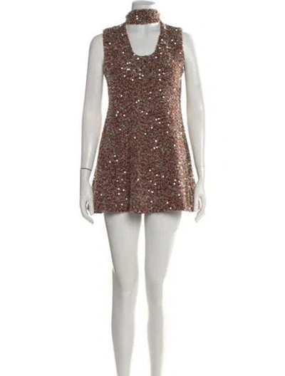 Pre-owned Siedres Printed Mini Dress In Brown