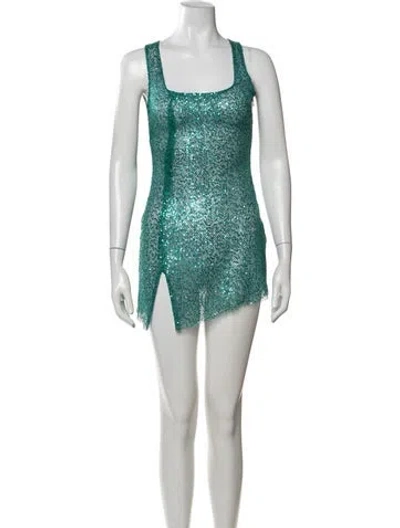 Pre-owned Siedres Printed Mini Dress In Green