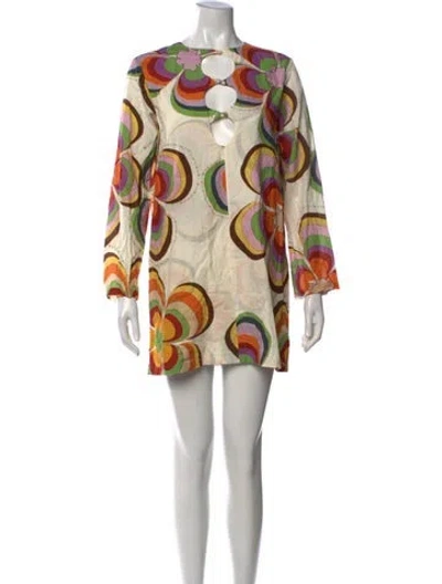 Pre-owned Siedres Printed Mini Dress In Neutral
