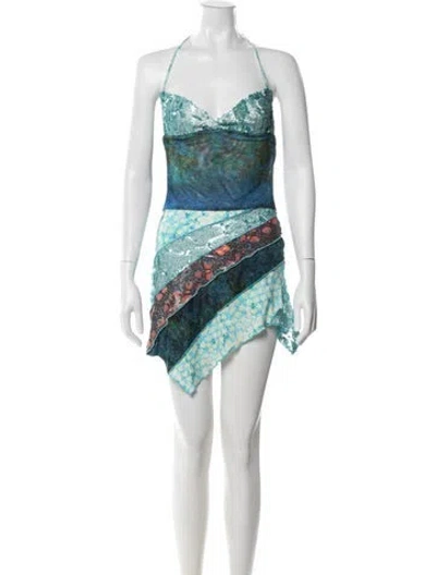Pre-owned Siedres Printed Mini Dress W/ Tags In Blue