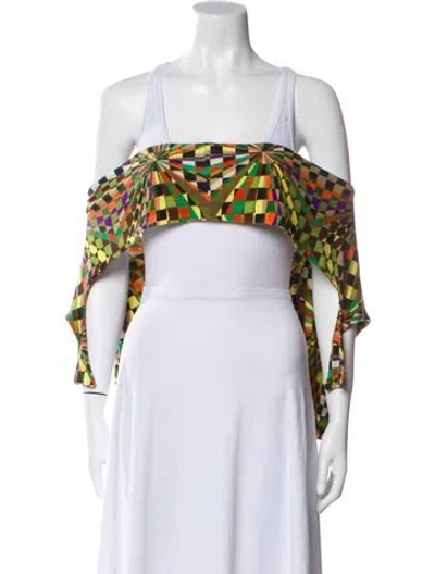Pre-owned Siedres Printed Square Neckline Crop Top In Multi