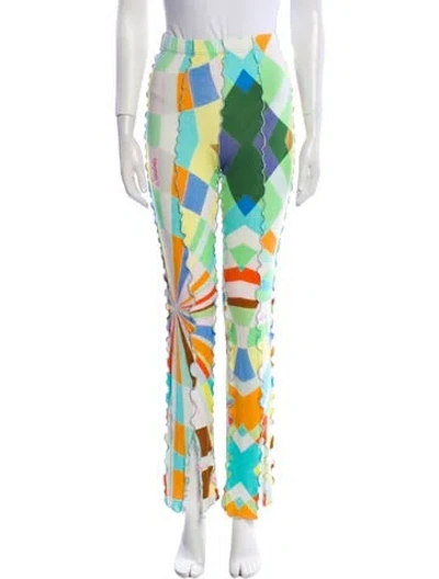 Pre-owned Siedres Printed Straight Leg Pants In Blue