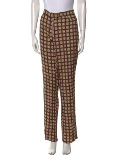 Pre-owned Siedres Printed Straight Leg Pants In Brown