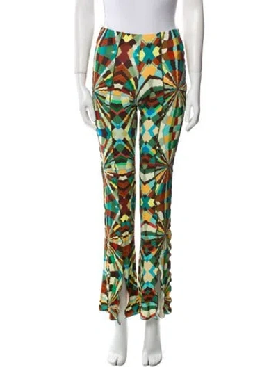 Pre-owned Siedres Printed Wide Leg Pants In Green