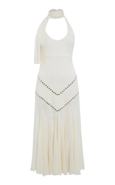 Siedres Siedrés Raye Studded Halter Midi Dress In White