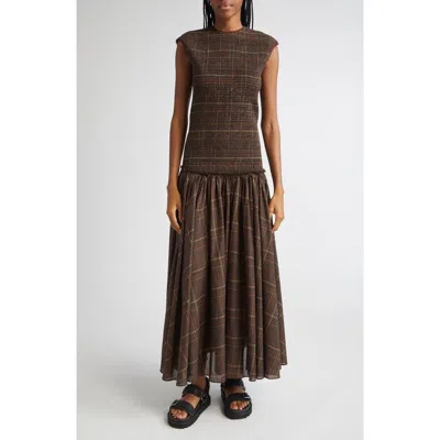 SIEDRES SIEDRÉS RENES PLAID CUTOUT COTTON VOILE DRESS