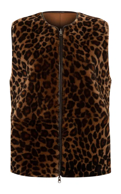 Siedres Revs Reversible Animal-print Shearling Vest In Multi