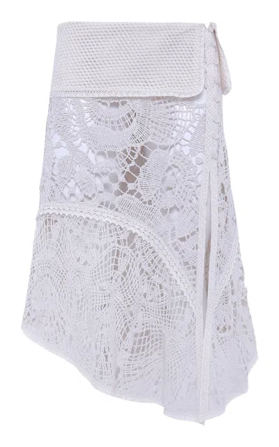 Siedres Rita Crocheted Lace Midi Skirt In White