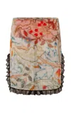 Siedres Roen Lace-trimmed Floral Crepe Mini Skirt In Multi