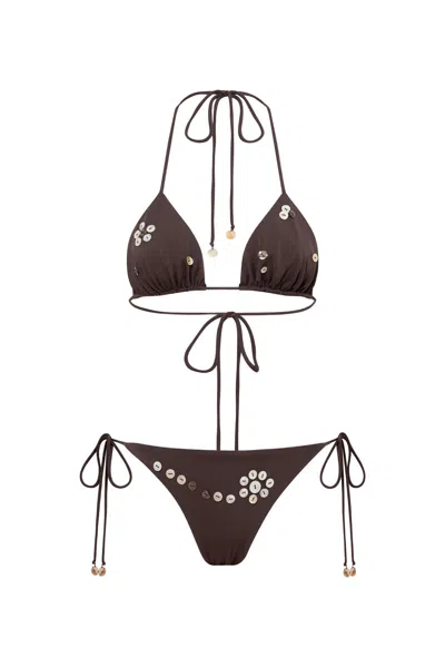 Siedres Rom Sequined Tie-detail Bikini Bottom In Multi