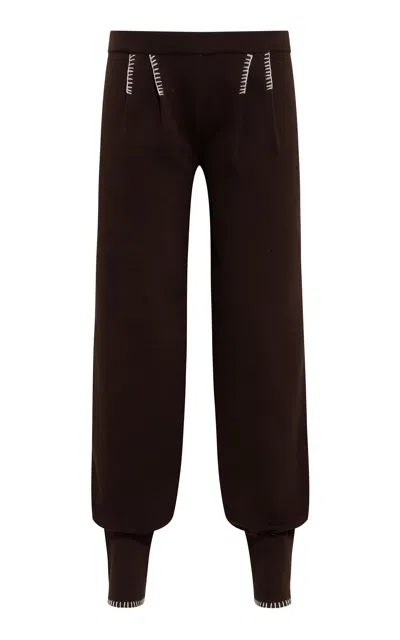 Siedres Rosena Wool-blend Knit Harem Pants In Brown