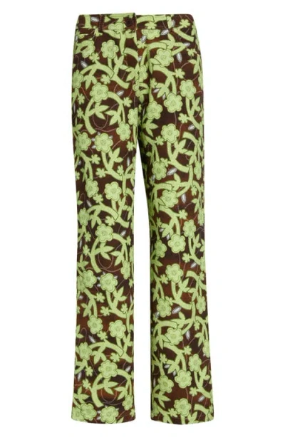Siedres Siedrés Roux Floral Low Rise Straight Leg Cotton Twill Pants In Multi