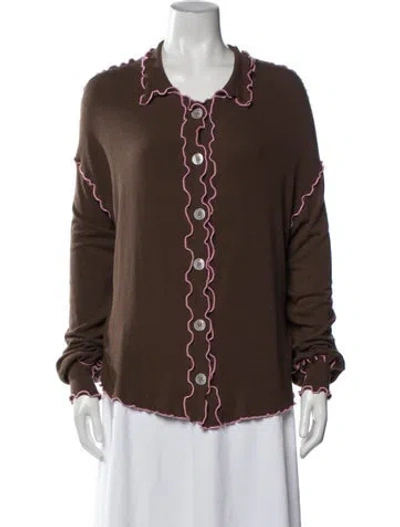 Pre-owned Siedres Ruffle Embellishment Robe In Brown