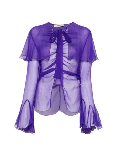 Siedres Ruffled Pussy-bow Top In Multi