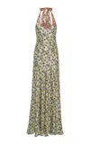 Siedres Samy Floral Satin Maxi Dress In Multi