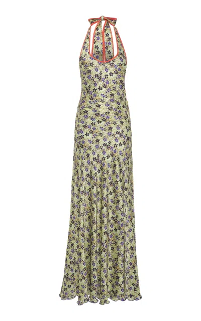 Siedres Samy Floral Satin Maxi Dress In Multi