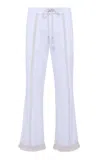 Siedres Savina Lace-trimmed Cotton-poplin Wide-leg Pants In White