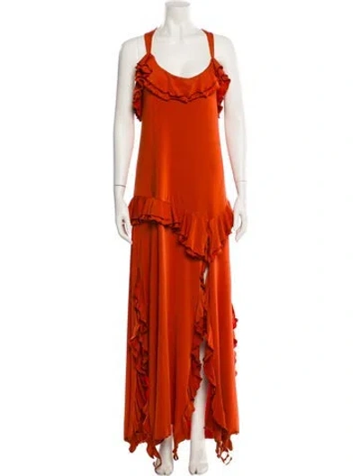 Pre-owned Siedres Scoop Neck Long Dress In Orange