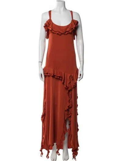 Pre-owned Siedres Scoop Neck Long Dress W/ Tags In Orange