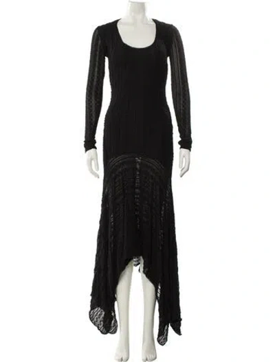 Pre-owned Siedres Scoop Neck Midi Length Dress In Black