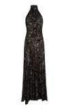 Siedres Segnor Devoré Velvet Halter Midi Dress In Multi