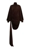 Siedres Selene Draped Jersey Mini Dress In Brown