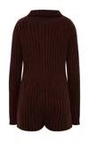 Siedres Selna Cable-knit Playsuit In Brown
