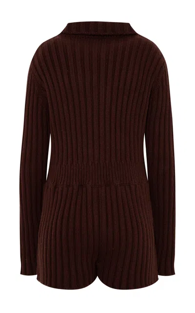 Siedres Selna Cable-knit Playsuit In Brown