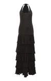 Siedres Sephias Tiered Jersey Jacquard Maxi Dress In Black
