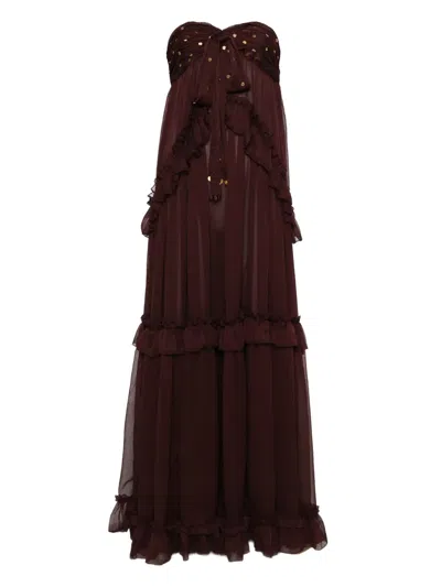 Siedres Sequin-embellished Maxi Dress In Brown