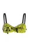 Siedres Sequined Bra Top In Green