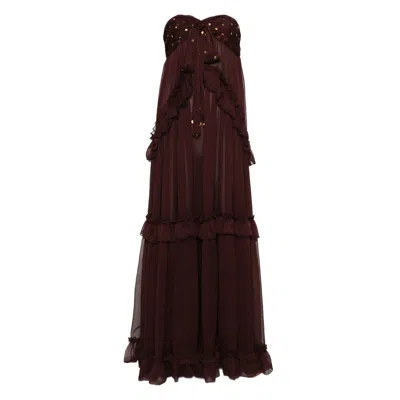 Siedres Sequin-embellished Maxi Dress In Brown